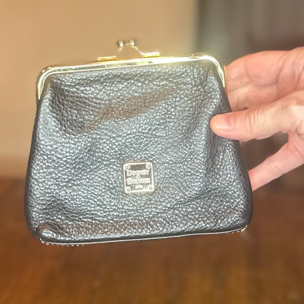 Dooney & Bourke Pebble Grain Black Leather Clasp Wallet